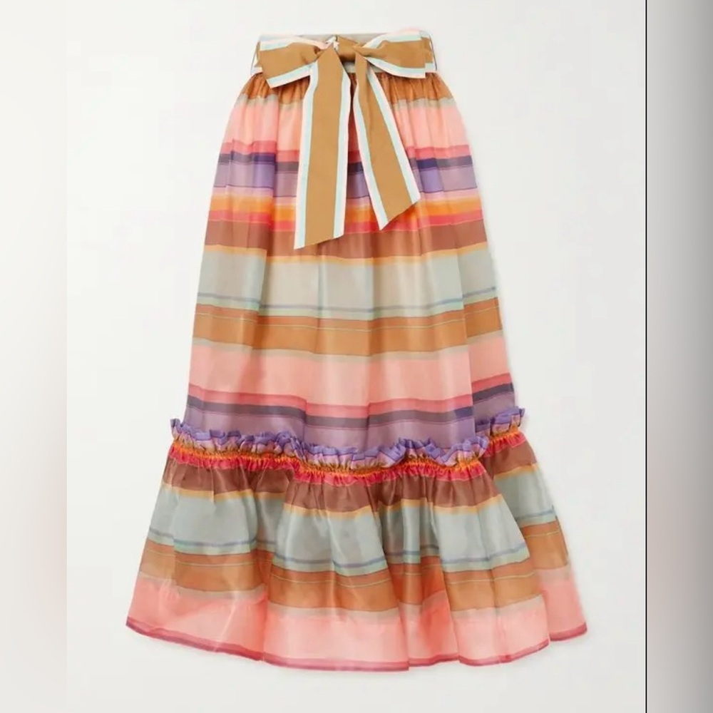 Zimmermann Multicolor Striped A-Line Skirt